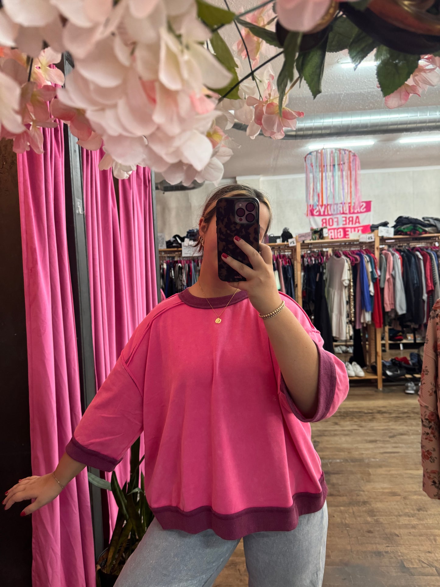 all the pink things short sleeve crew